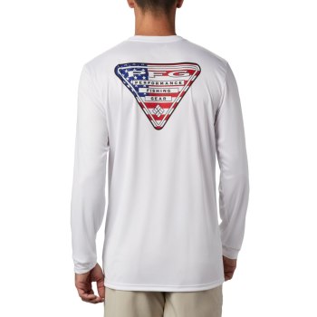 Columbia Sweater Heren, PFG Terminal Tackle Country Triangle Long Sleeve Wit, 86CRNDQOH